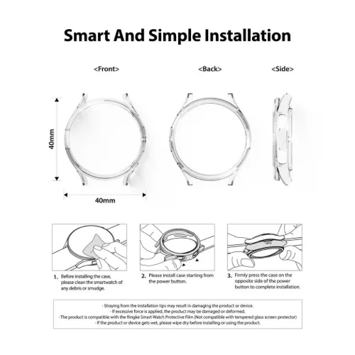 Samsung Galaxy Watch 4 44 mm Ringke Slim tok 2x átlátszó/fekete-8809818847829 8 kép