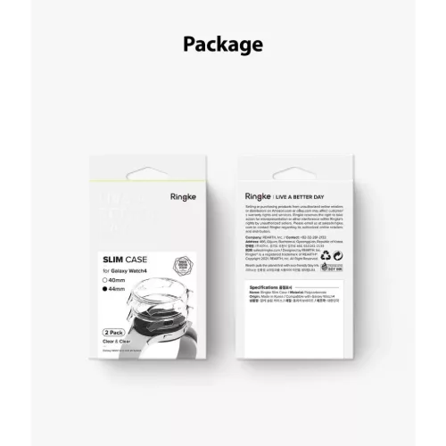 Samsung Galaxy Watch 4 44 mm Ringke Slim tok 2x átlátszó/fekete-8809818847829 10 kép