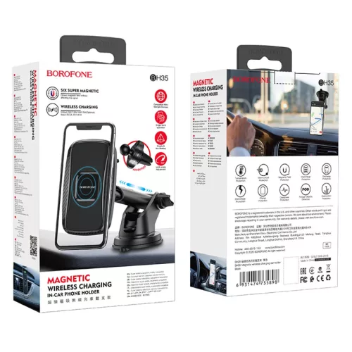 Borofone BH35 Mágneses autós telefontartó és Vezeték nélküli Qi-6931474735898 6 kép