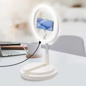 30cm LED 12'' asztali körfény, ringlight és telefontartó fehér On-5903396124587 4 kép