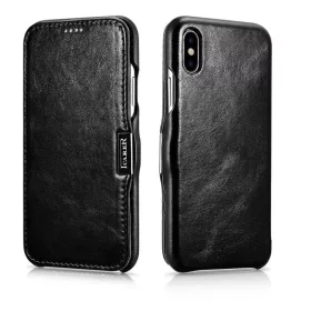 iPhone XS MAX Icarer vintage fliptok fekete színben