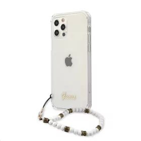  iPhone 12/12 Pro Guess White Pearl tok karpánttal átlátszó (GUHCP12MKPSWH)