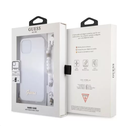 iPhone 12/12 Pro Guess White Pearl tok karpánttal átlátszó (GUHCP1-3666339003739 2 kép