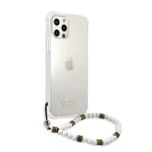 iPhone 12/12 Pro Guess White Pearl tok karpánttal átlátszó (GUHCP1-3666339003739 4 kép
