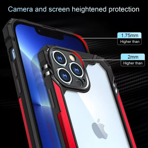 iPhone 12 Pro Max ütésálló TPU+alumínium tok fekete-piros kerette- 5 kép