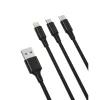 XO NB173 3 az 1-ben kábel USB - Lightning + USB-C + microUSB 1,2 m 2,4 A fekete