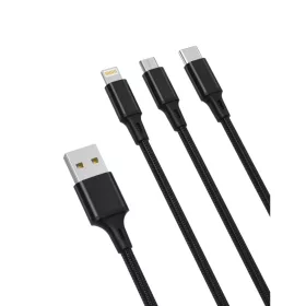   XO NB173 3 az 1-ben kábel USB - Lightning + USB-C + microUSB 1,2 m 2,4 A fekete