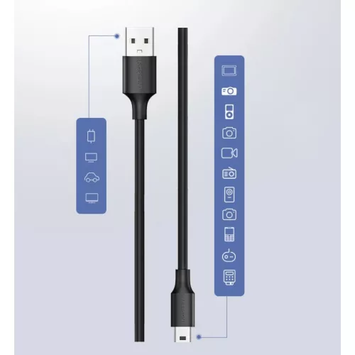 Ugreen USB - mini USB kábel 480 Mbps 1.5 m fekete (US132 10385)-6957303813858 1 kép