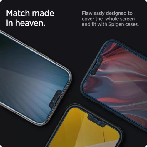 iPhone 13/13 Pro/14/16e/17e Spigen Glas.TR Slim Privacy kijelzővédő-8809811851304 4 kép