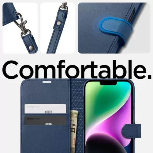 iPhone 14 Spigen Wallet S fliptok kék-8809811868456 10 kép