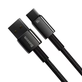 Baseus Tungsten Aranyozott USB A - USB Type-C kábel 100W 1m fekete (C-6932172618087 1 kép