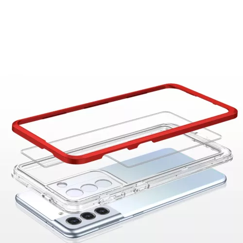 Samsung Galaxy S23 Plus Clear 3 az 1-ben szilikon tok kerettel piros-9145576272688 2 kép