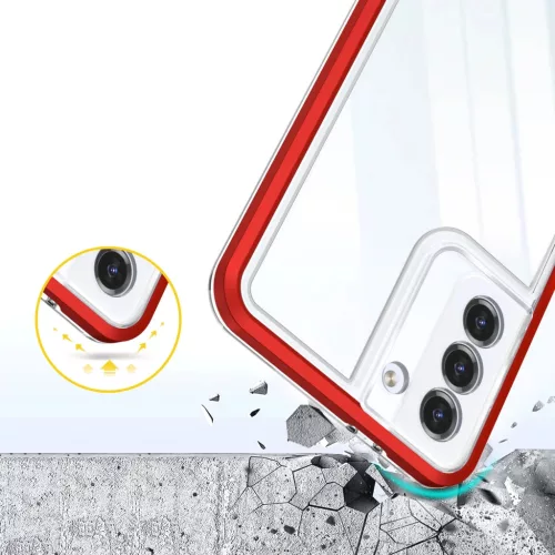 Samsung Galaxy S23 Plus Clear 3 az 1-ben szilikon tok kerettel piros-9145576272688 5 kép