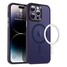 iPhone 13 Pro MagSafe-kompatibilis áttetsző matt tok sötétlila Alp- 2 kép