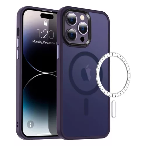 iPhone 13 Pro MagSafe-kompatibilis áttetsző matt tok sötétlila Alp- 2 kép
