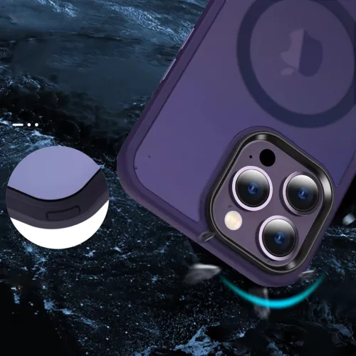 iPhone 13 Pro MagSafe-kompatibilis áttetsző matt tok sötétlila Alp- 3 kép