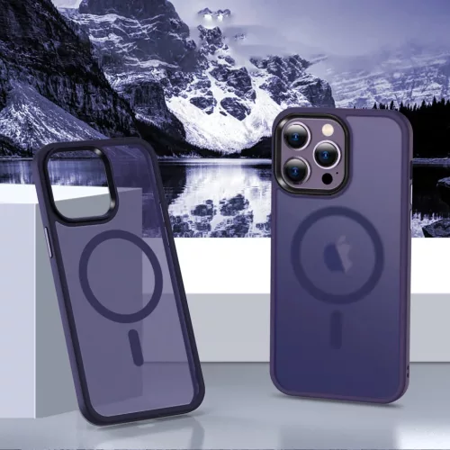iPhone 13 Pro MagSafe-kompatibilis áttetsző matt tok sötétlila Alp- 4 kép