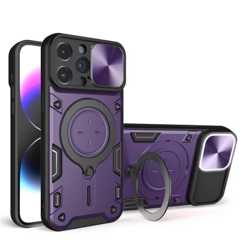 iPhone 15 Ring Armor tok kameralencse védővel, kihajtható támassza- 2 kép