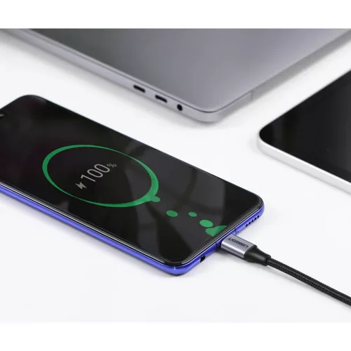 UGREEN US255 USB-C - USB-C hajlított könyök kábel 3A, 60W, 2m feke-6957303803743 5 kép