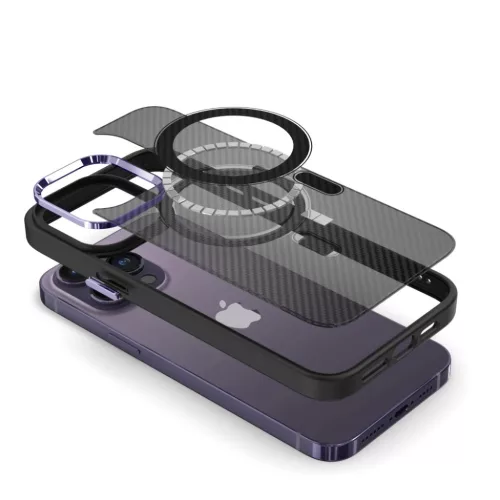 Tel Protect Mágneses Karbon Tok iPhone 13 Pro Black-purple tok-5900217981121 6 kép