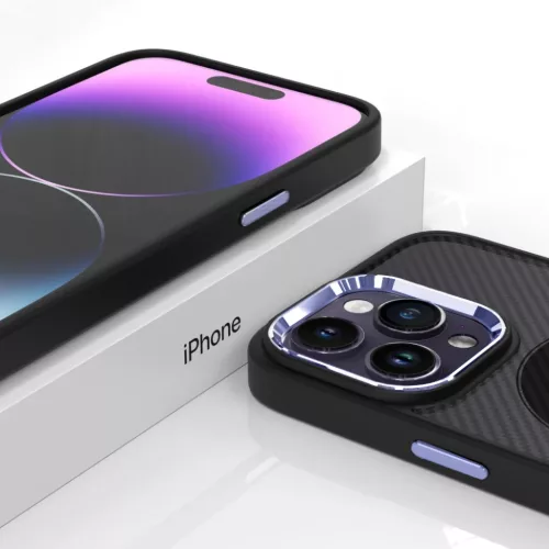 Tel Protect Mágneses Karbon Tok iPhone 13 Pro Black-purple tok-5900217981121 8 kép