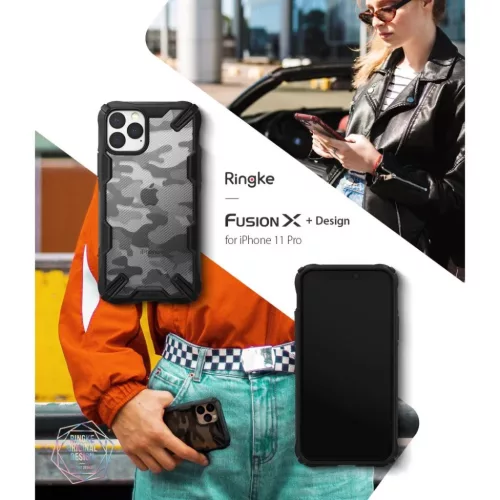 Ringke Fusion X iPhone 11 Pro Max Camo Black tok-8809688891984 7 kép