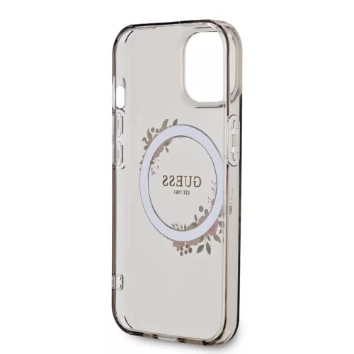 Guess PC/TPU Flowers Ring Glossy Logo MagSafe tok iPhone 15 fekete-3666339221287 6 kép
