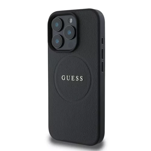  iPhone 16 Pro Fekete Guess PU Grained Classic Logo MagSafe tok-3666339303525 3 kép