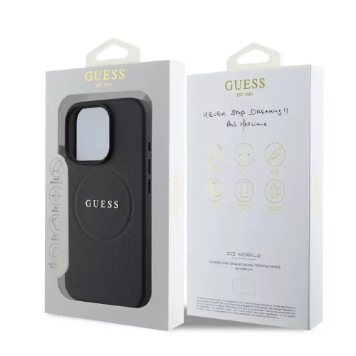  iPhone 16 Pro Fekete Guess PU Grained Classic Logo MagSafe tok-3666339303525 6 kép