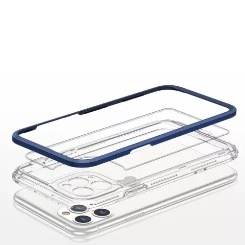 Clear 3 az 1-ben tok iPhone 11 Pro Max kék keret zselés tok-9145576242315 5 kép