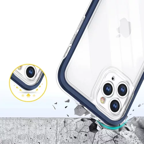 Clear 3 az 1-ben tok iPhone 11 Pro Max kék keret zselés tok-9145576242315 6 kép