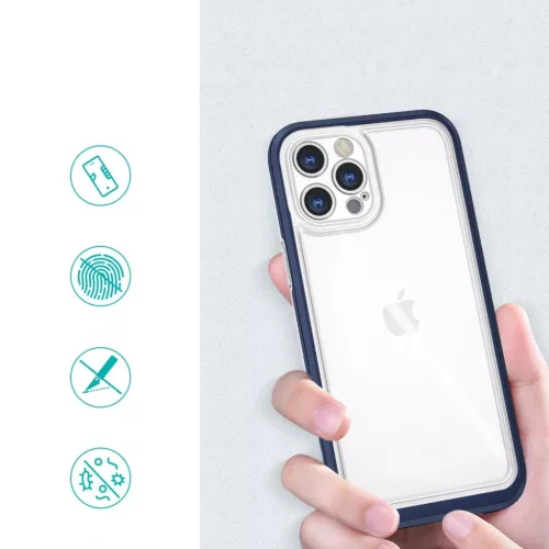 Clear 3 az 1-ben tok iPhone 12 Pro Max-hoz kék keretes gél tok-9145576242438 2 kép