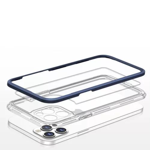 Clear 3 az 1-ben tok iPhone 12 Pro Max-hoz kék keretes gél tok-9145576242438 5 kép