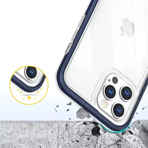 Clear 3 az 1-ben tok iPhone 12 Pro Max-hoz kék keretes gél tok-9145576242438 6 kép