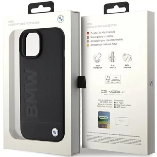  iPhone 15 Fekete Original Case BMW Leather Hot Stamp BMHCP15SSLLBK to-3666339170813 8 kép
