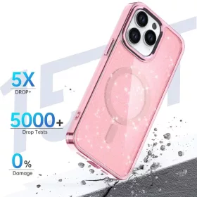Glitter tok MagSafe iPhone 16 Pro Max-hoz - pink csillámporos-5907769363962 2 kép