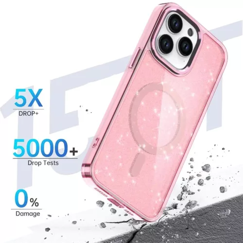 Glitter tok MagSafe iPhone 16 Pro Max-hoz - pink csillámporos-5907769363962 2 kép