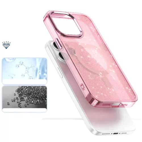 Glitter tok MagSafe iPhone 16 Pro Max-hoz - pink csillámporos-5907769363962 4 kép