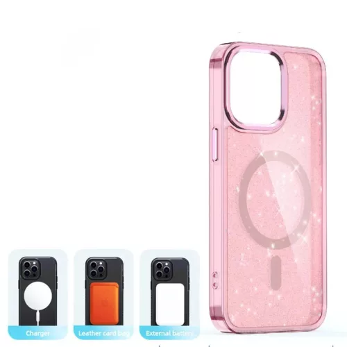 Glitter tok MagSafe iPhone 16 Pro Max-hoz - pink csillámporos-5907769363962 5 kép