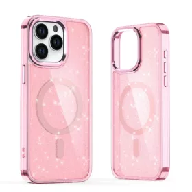   Glitter tok MagSafe kompatibilis iPhone 16 - rózsaszín csillogós