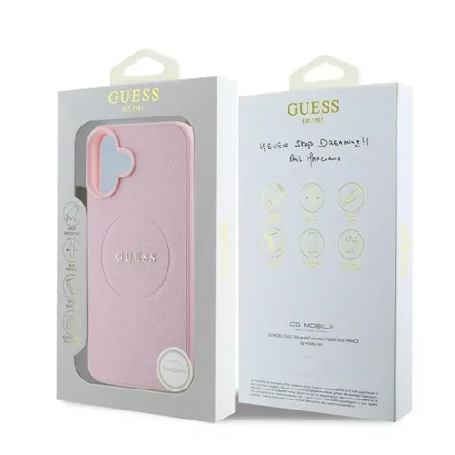  iPhone 16 Plus pink Original Case GUESS hardcase Grained Gold Ring Ma-3666339303969 8 kép