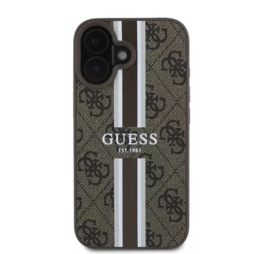  iPhone 16 Barna Eredeti Guess 4G Printed Stripes Ütésálló MagSafe-3666339342128 3 kép
