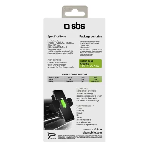 SBS TESUPWIR15WAUT okostelefon tartó vezeték nélküli töltővel l�-8018417300356 5 kép