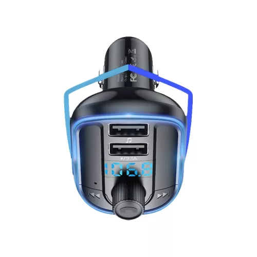 Yesido Transmitter FM Y44 MP3, Bluetooth - 2xUSB + microSD - 20W feket-6971050264664 2 kép