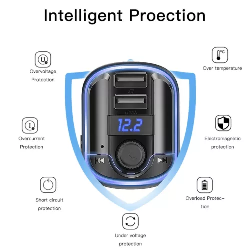 Yesido Transmitter FM Y44 MP3, Bluetooth - 2xUSB + microSD - 20W feket-6971050264664 7 kép