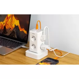 Tessan TS-306TS-C hálózati elosztó USB porttal (fehér)-6977328021878 2 kép