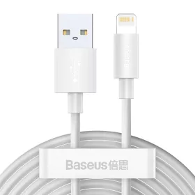   Baseus Simple Wisdom USB-Lightning kábel, 2.4A, 1.5m, 2db (fehér)