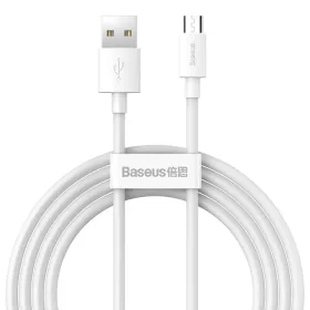 Baseus Simple Wisdom Micro USB - USB kábel, 2.1A, 1.5m (fehér) 2 db.-6953156203334 2 kép