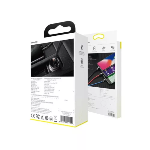 Baseus autós töltő digitális kijelzővel, 2xUSB csatlakozóval + 3-6953156215405 8 kép