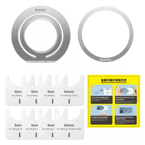Baseus Holder Halo Series Metal Ring Stand (SUCH000012) ezüst-6932172616977 7 kép